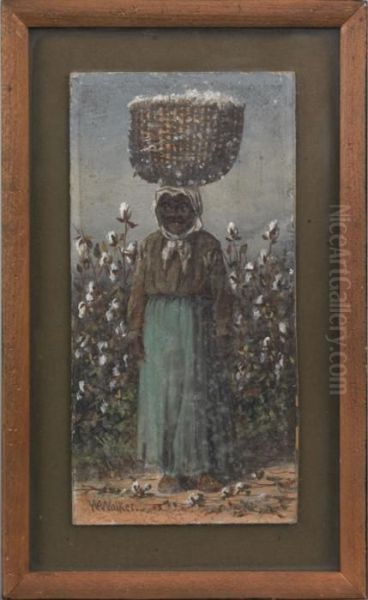 Portrait Of A Black Woman Carrying Cotton Oil Painting by William Aiken Walker