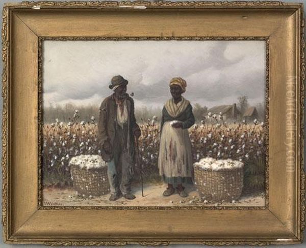 Portrait Of Two Cotton Pickers Oil Painting by William Aiken Walker