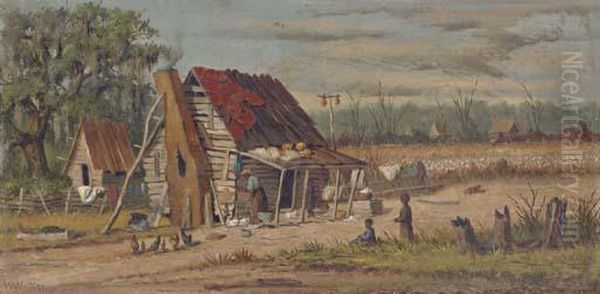 Cabin Oil Painting by William Aiken Walker