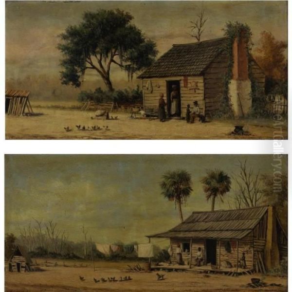 The Old Cabin: A Pair Of Paintings Oil Painting by William Aiken Walker