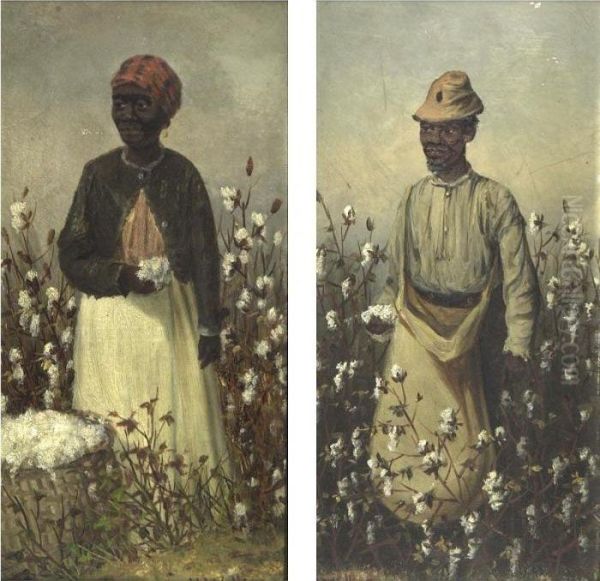 Picking Cotton: A Pair Of Paintings Oil Painting by William Aiken Walker