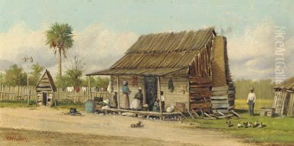 Cabin Scene Oil Painting by William Aiken Walker