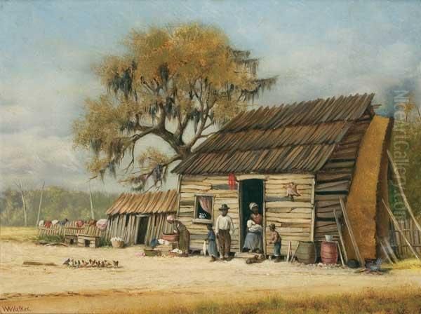 Cabin Scene With Live Oak Oil Painting by William Aiken Walker