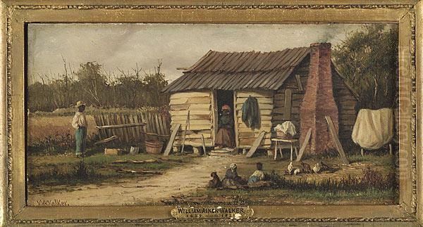 Cabin Scene Oil Painting by William Aiken Walker