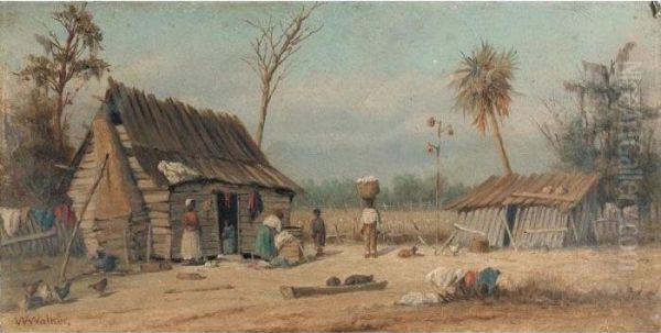 Cabin Scene Oil Painting by William Aiken Walker