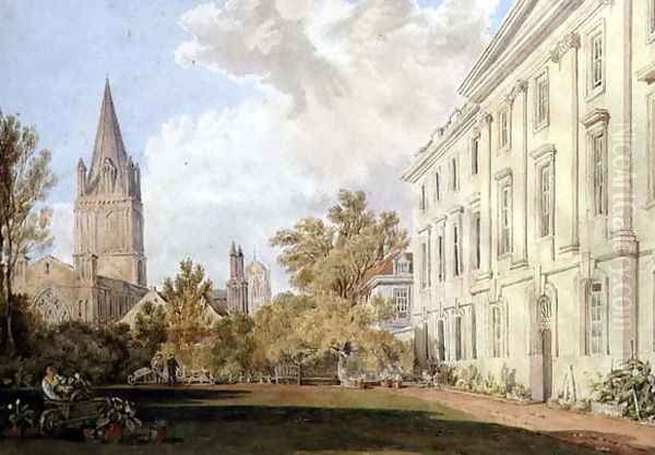 View of Christ Church Cathedral and the Garden and Fellows Building of Corpus Christi College, Oxford Oil Painting by William Turner