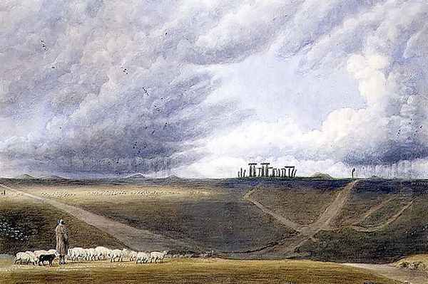 Sheep Grazing at Stonehenge Oil Painting by William Turner