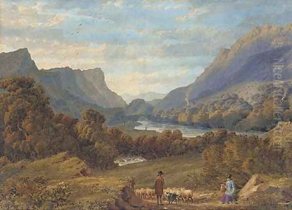 A shepherd with flock Oil Painting by William Turner