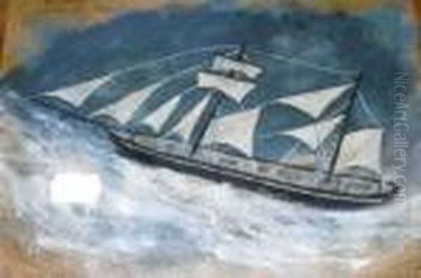 Schooner In A Heavyswell Oil Painting by Alfred Wallis