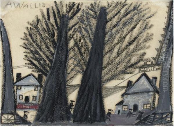 Two Trees Oil Painting by Alfred Wallis