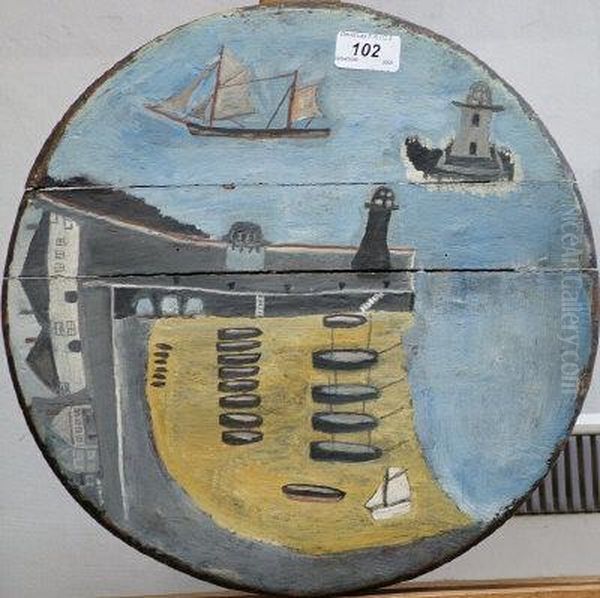 Lid Of A Salting Bussa. Oil Painting by Alfred Wallis