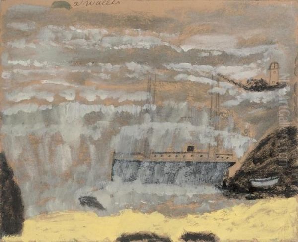 Sinking Ship And Lifeboat Oil Painting by Alfred Wallis