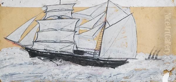 Schooner Oil Painting by Alfred Wallis