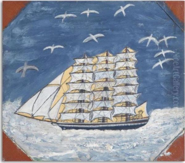 Mid Ocean Oil Painting by Alfred Wallis