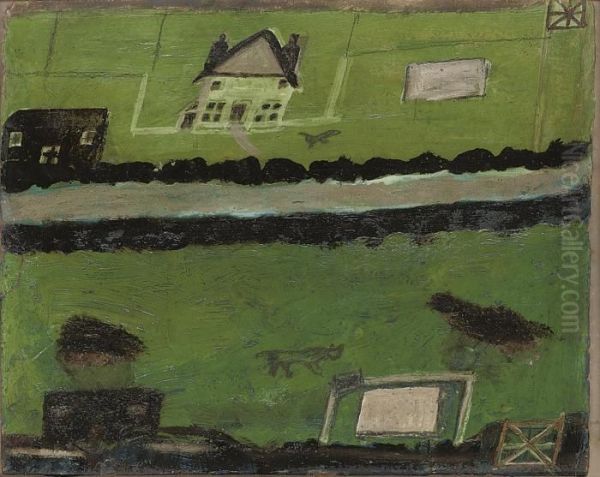 Houses By The Road Oil Painting by Alfred Wallis