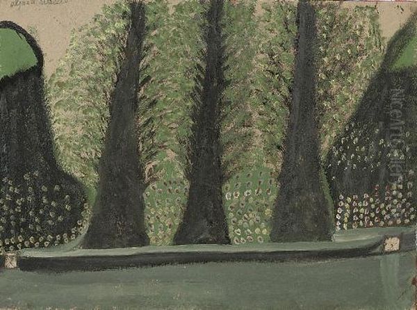 Three Trees Oil Painting by Alfred Wallis