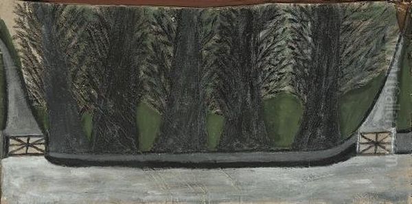 Five Trees And Two Gates by Alfred Wallis