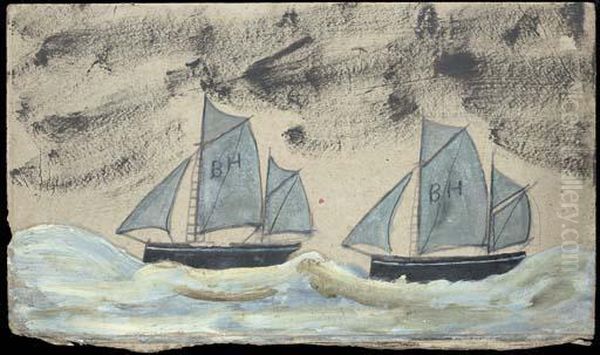 Two Sailboats Oil Painting by Alfred Wallis