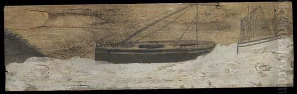 Boats On Choppy Water Oil Painting by Alfred Wallis