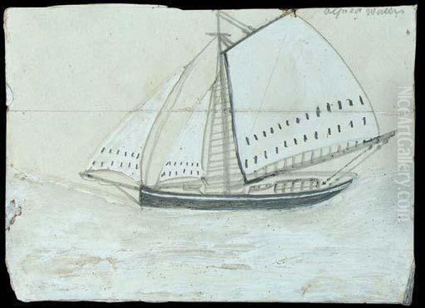 Cutter With Spotted Sails Oil Painting by Alfred Wallis