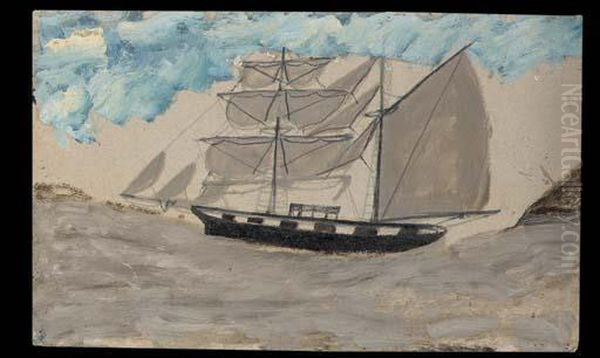 Schooner In Sail On A Fine Day Oil Painting by Alfred Wallis