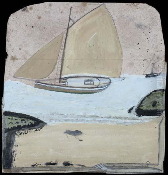 Sail Boat Near The Beach Oil Painting by Alfred Wallis