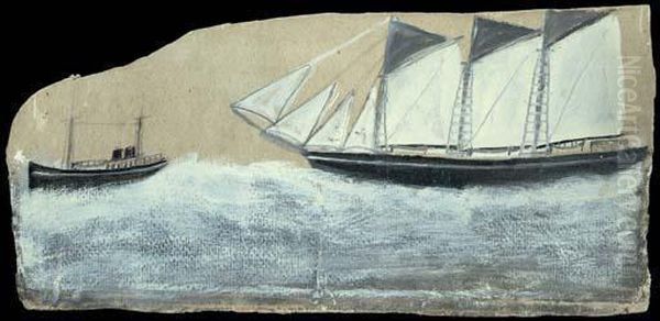 Schooner In Full Sail Oil Painting by Alfred Wallis