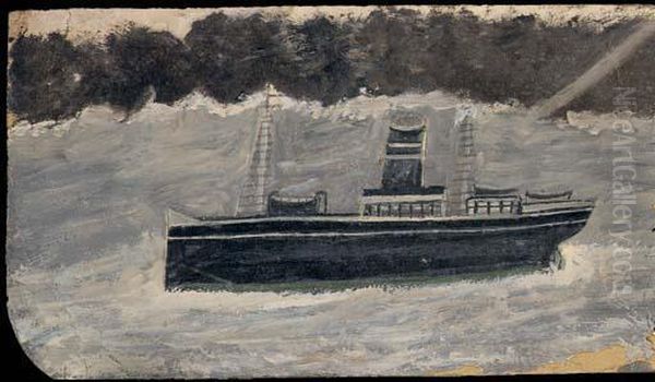 Steam Boat Along The Coast Oil Painting by Alfred Wallis