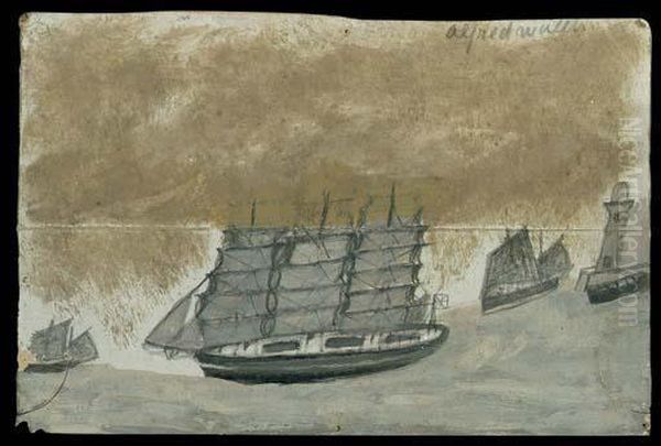 Full-rigged Ship Oil Painting by Alfred Wallis