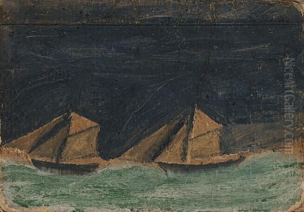 Two Boats Oil Painting by Alfred Wallis