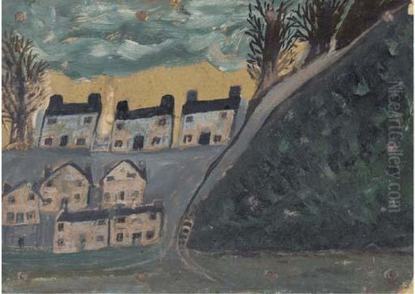 White Cottages Oil Painting by Alfred Wallis