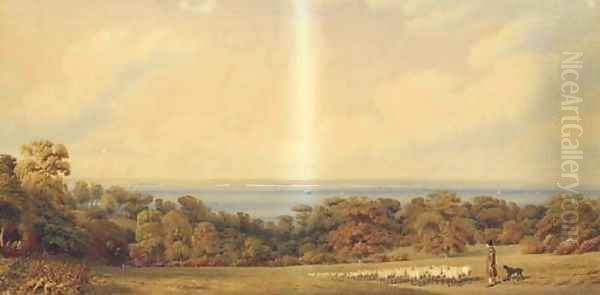 A view near Ryde, Isle of Wight, looking towards Spithead, Portsmouth Oil Painting by William Turner