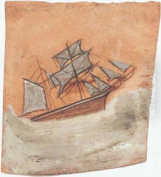 Galleon Oil Painting by Alfred Wallis