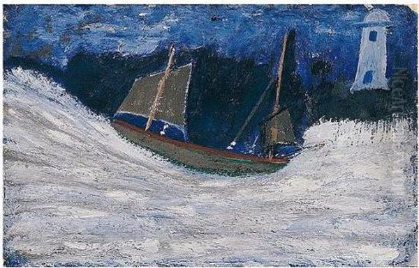 Big Wave Oil Painting by Alfred Wallis