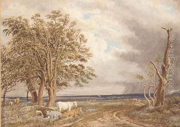 Near Minstead, New Forest, Hampshire, looking towards the Isle of Wight Oil Painting by William Turner