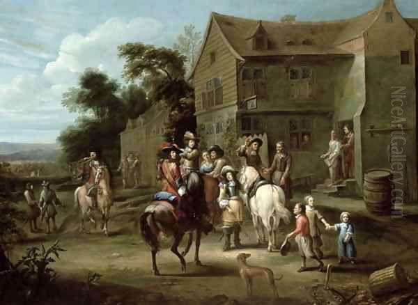 Prince William of Orange with Huntsmen Oil Painting by Gillis van Tilborgh