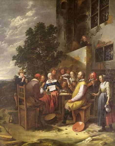 A Musical Party Oil Painting by Gillis van Tilborgh