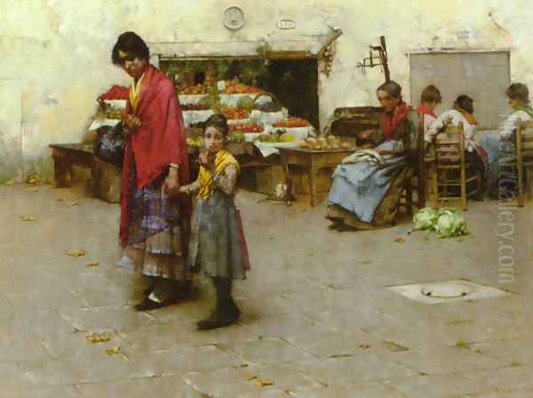 A Day at the Market Oil Painting by Albert Chevallier Tayler