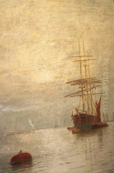 Square Rigger At Mooring Oil Painting by George Stanfield Walters