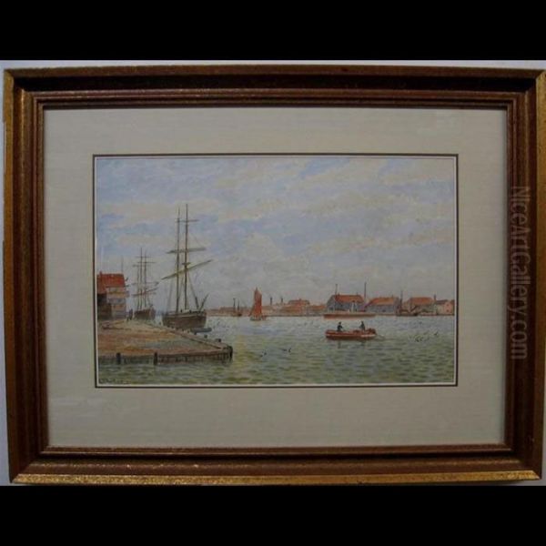 Shipping In A Harbour Oil Painting by George Stanfield Walters