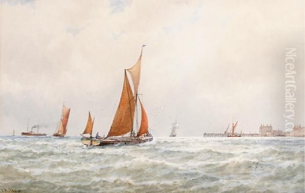 Fishing Boats Going Out Oil Painting by George Stanfield Walters