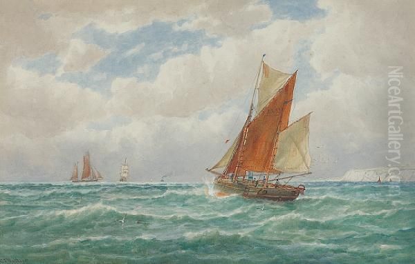 Trawlers Off Newhaven Oil Painting by George Stanfield Walters