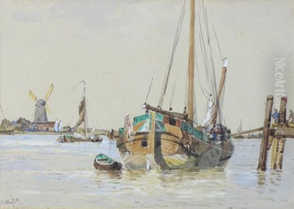 Fishing Boats Oil Painting by George Stanfield Walters