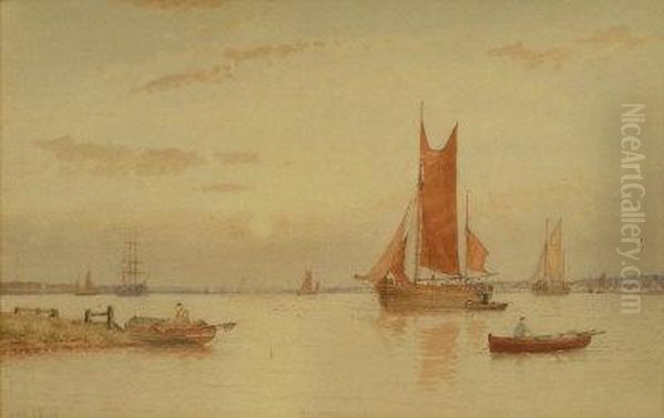 Sunset On Southampton Water Oil Painting by George Stanfield Walters