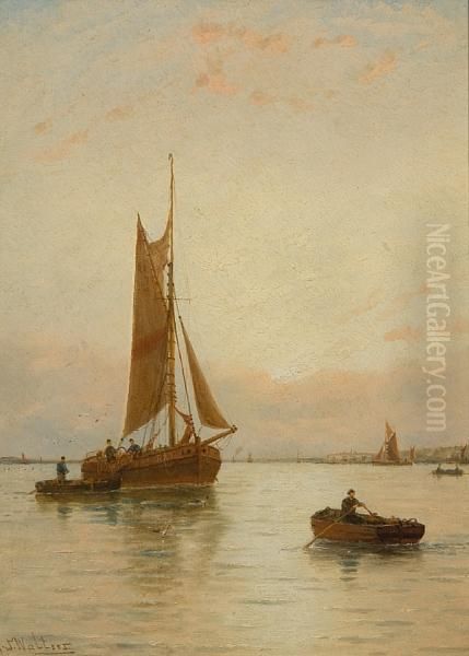 Rochester Shrimpboats On The Medway Oil Painting by George Stanfield Walters