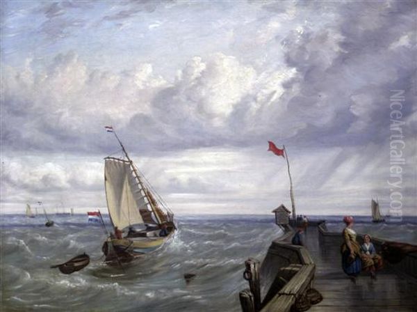 Calais Pier Oil Painting by George Stanfield Walters