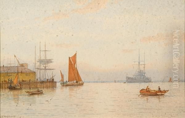 At Queenborough On Medway Oil Painting by George Stanfield Walters