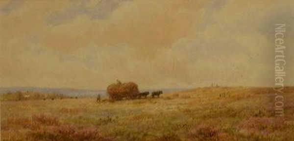 Carting Bracken Yorkshire Moors Oil Painting by George Stanfield Walters