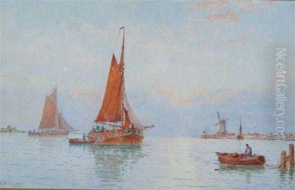 River Maas - Holland Oil Painting by George Stanfield Walters