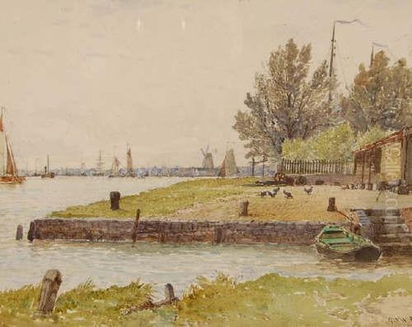 Distant Harbourview Oil Painting by George Stanfield Walters